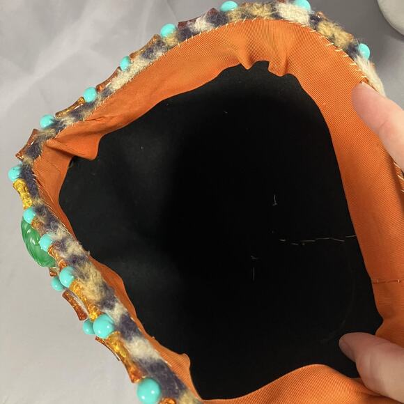 Egyptian Scarab Hat Headdress Fitted Womens Leopard Print Beaded Turquoise Black - Picture 6 of 16